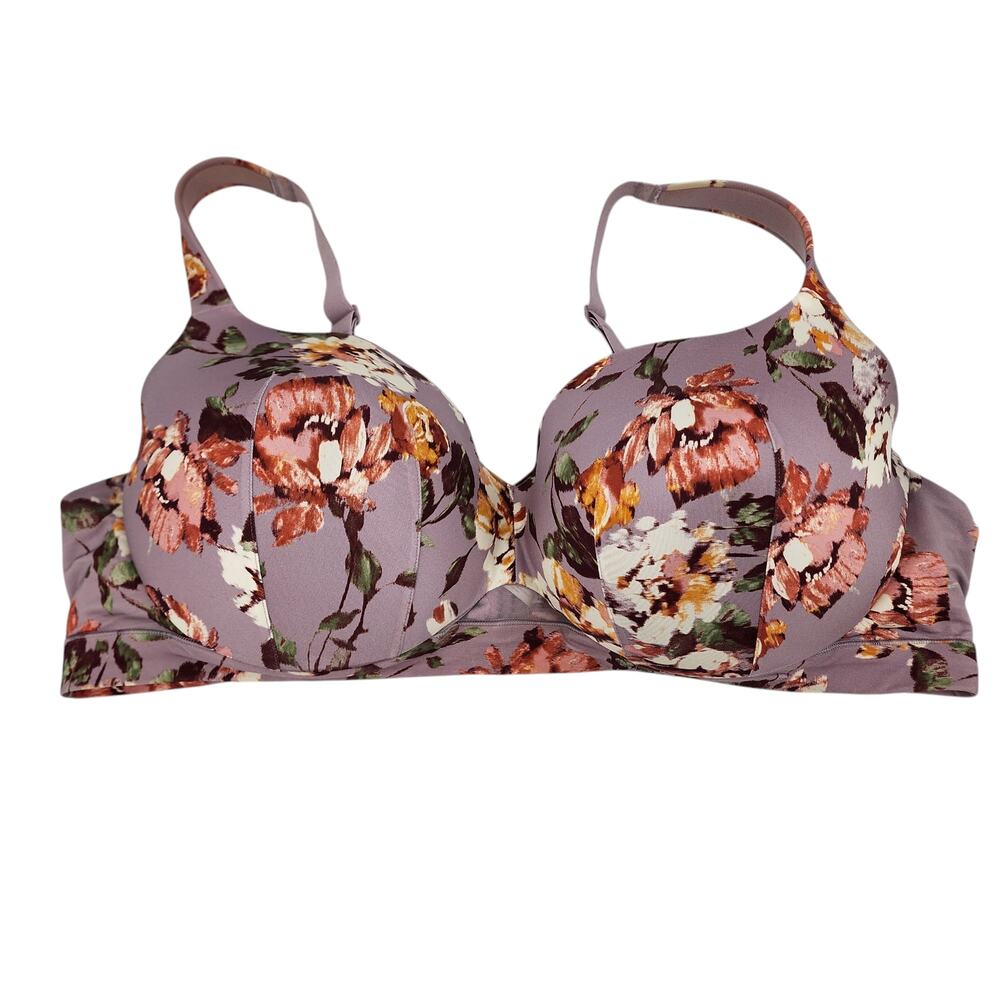 Cacique Floral Lightly Lined Medium Coverage Balconette Underwire Bra Size 48DD
